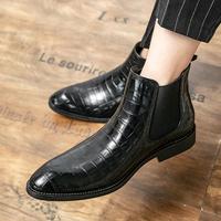 Bottes Chelsea en Cuir Véritable à Motif Vintage de Luxe 2026 pour Hommes – Bottines Plates de Marque Tendance pour Homme