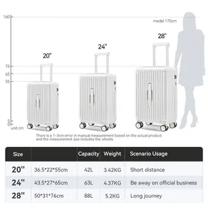 Individuelle Gepäckgarnitur 20/24/28 Zoll 3-teiliger wasserdichter Trolley-Taschen-PC langlebiger großer Kapazitätskoffer modischer Gepäckgarnitur