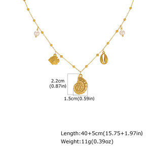 Collares de Moda Hawaiana de Verano, Joyería de Acero Inoxidable 316L, Collar de Conchas Marinas Chapado en Oro de 14k y 18k para Mujer - Product Image 6
