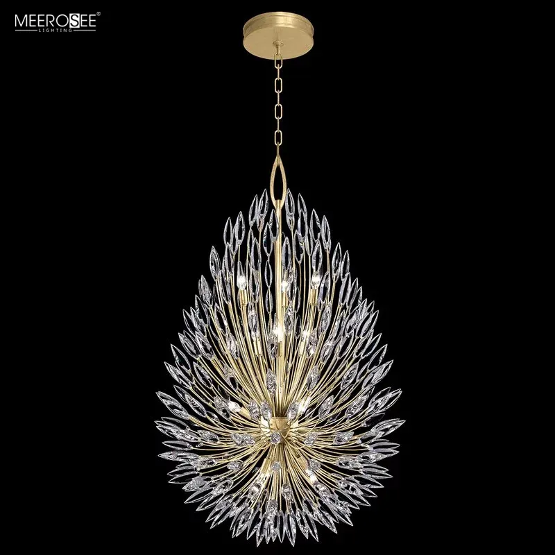 Lampadario Meerosee ghiaccioli fiore serie cristallo lampada a sospensione Design in metallo dorato con illuminazione a soffitto/parete abbinata MD86833