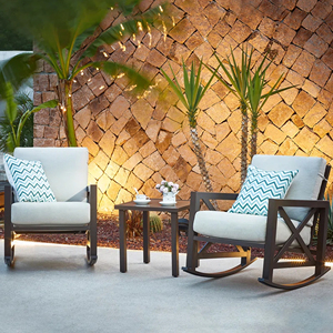 Ensemble de meubles de jardin d'extérieur, canapé, chaise longue, chaise à bascule en teck - <span class=keywords><strong>Hanif</strong></span> - Product Image 1