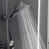 Ensemble de douche moderne en laiton avec barre coulissante, pomme de douche rectangulaire à jet de pluie, fixation murale
