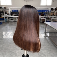 Perruque frontale en dentelle 14 pouces, cheveux vierges brésiliens lisses et ondulés, brun clair, dentelle suisse, qualité 9A, longueur longue, cheveux humains vierges