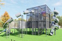 Aire de jeux commerciale sur le thème de l'avion, tour d'escalade multi-niveaux, filet en maille, équipement de parc intérieur/extérieur pour enfants