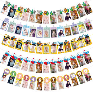 Decoración para Fiesta de Primer Cumpleaños Infantil, Abeja, Dinosaurio, Animales, Sirena, Tiburón, Banner de Papel para Fotos, Álbum de Crecimiento para Baby Shower - Product Image 1