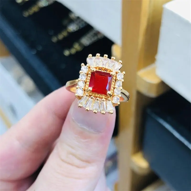 Wholesale Gold Plated Zircon Rings Jewelry Fashion Women Diamond Exquisite Wedding Rings