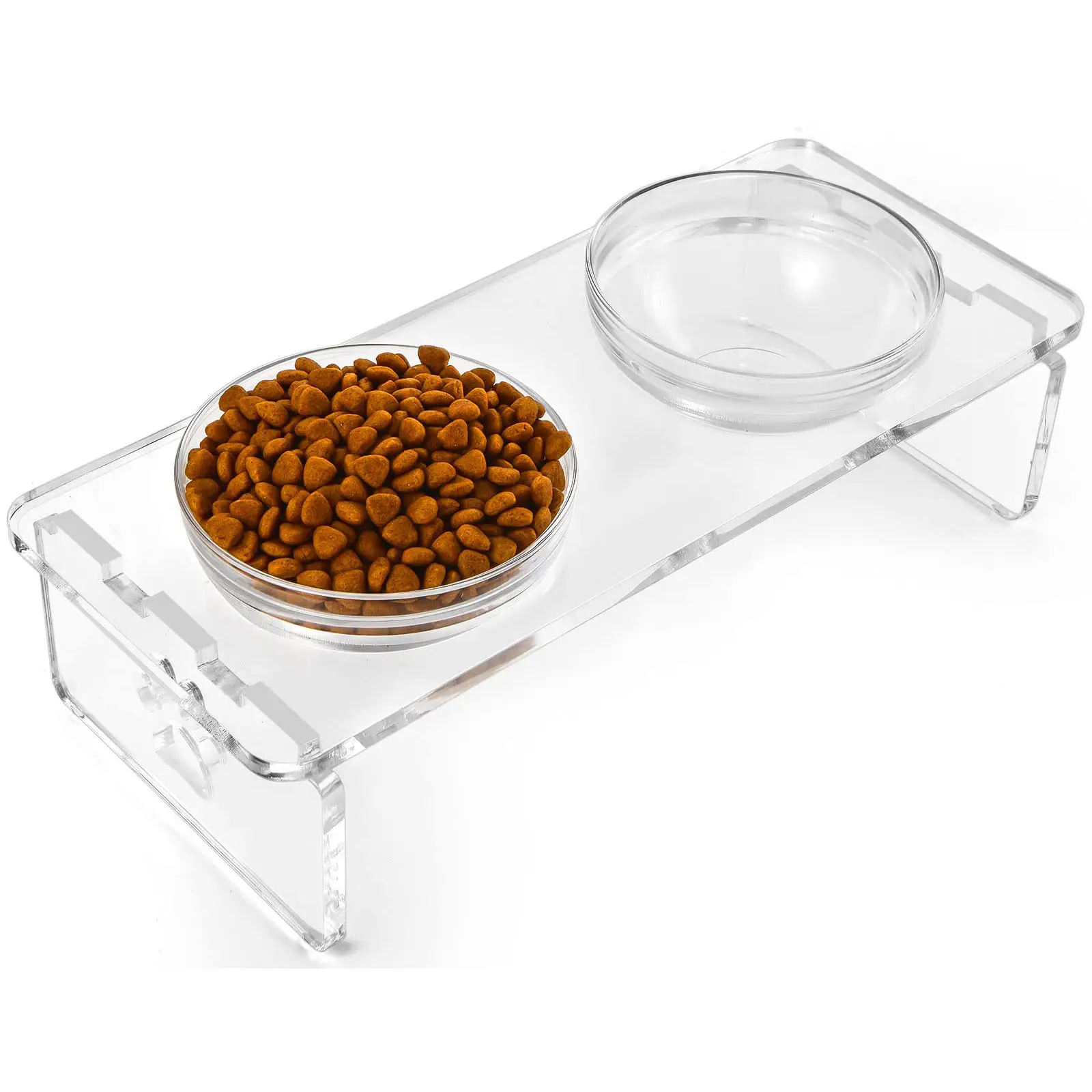 Acrylic Pet Feeder Elevated Dog Bowls and Cat Bowls Innovative Raised Pet Feeder with Embedded Magnets