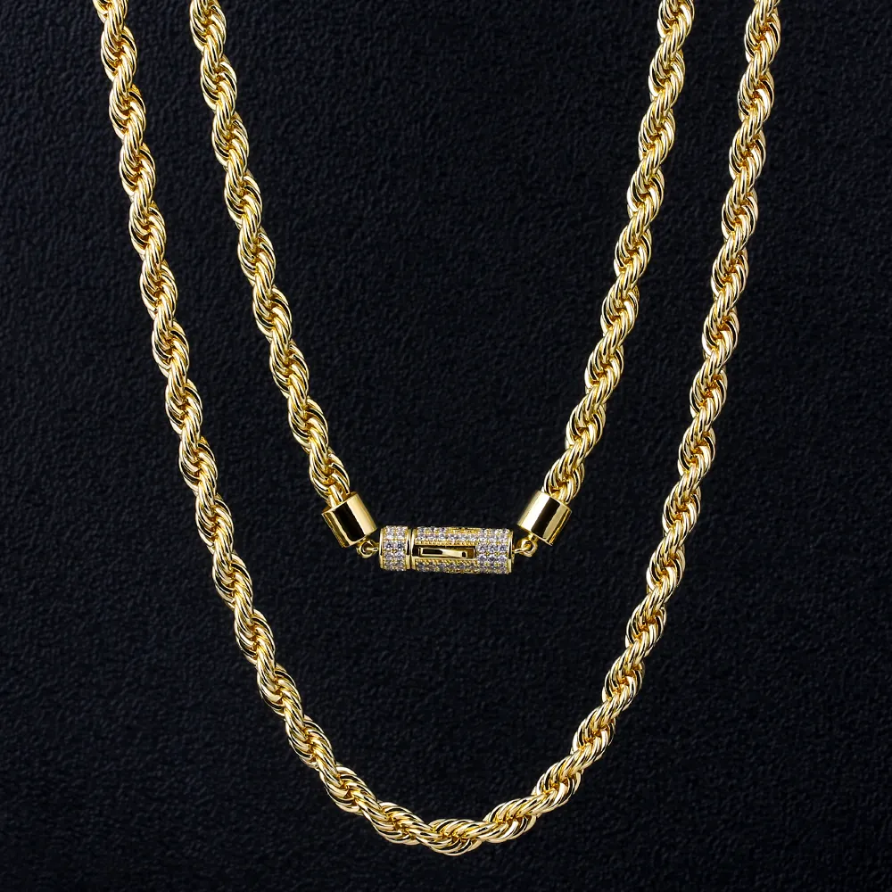 KRKC & CO-collar de cadena de oro de 14K para hombre, joyería de Hip Hop de 6mm y 20 pulgadas, cadena de cuerda de oro