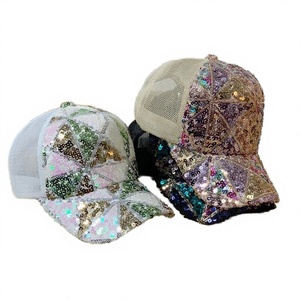 Casquette de baseball unisexe quatre saisons style hip-hop, en maille brillante et ajustable, avec sequins, en tissu courant pour sports de plein air - Product Image 2
