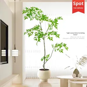 شجرة ناندينا صناعية متطورة بتصميم مقلد للطبيعة للديكور الداخلي من البلاستيك الأخضر - Product Image 3