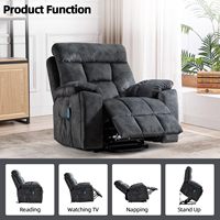 Fauteuil inclinable électrique avec massage et chaleur pour personnes âgées, fauteuils inclinables larges et rembourrés avec 2 porte-gobelets, poche latérale et port USB