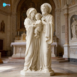 Escultura <span class=keywords><strong>de</strong></span> la Sagrada Familia en Mármol Blanco Natural Tallada a Mano, Decoración Religiosa Católica <span class=keywords><strong>de</strong></span> Tamaño Real para Exteriores - Product Image 6