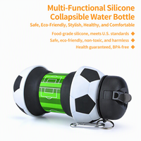 Bouteille d'eau de sport pliable en silicone sans BPA, réutilisable et étanche, pour le football, la gym, avec cordon de poignet et mousqueton
