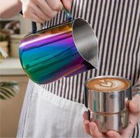 Tasse à lait pour barista en acier inoxydable 304, réutilisable, écologique, résistante au lave-vaisselle, couleur personnalisée, pour espresso et latte art