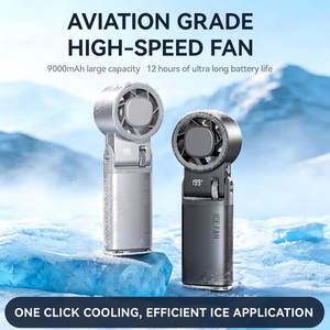 Aviation Grade Turbo Handheld 16°C Ice Cooling 199 Speeds 6000Mah Battery Portable Fan With Digital Display & Flashlight - Product Image 3