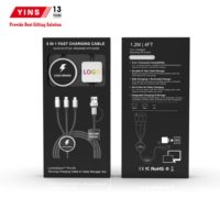 Câble de charge rapide tressé 5-en-1 avec logo LED lumineux personnalisé pour cadeaux promotionnels d'entreprise d'assurance