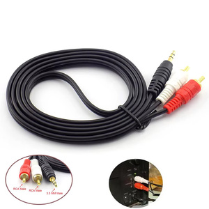สายแยกสัญญาณเสียงแจ็ค3.5มม. ยาว1.4ม. ไปยังสาย <span class=keywords><strong>RCA</strong></span> AUX 2หัวสำหรับกล่องทีวีโฮมเธียเตอร์สายลำโพง - Product Image 2