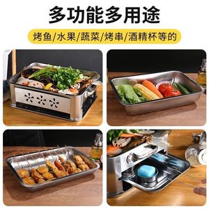 ถาดสี่เหลี่ยมสแตนเลส จานทรงตื้นสำหรับนึ่งข้าว บาร์บีคิว ใช้ในครัวเรือนเชิงพาณิชย์ - Product Image 5