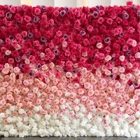 Mur floral rose dégradé féminin pour la zone photo de mariage, décoration de réception d'hôtel, panneau de toile de fond florale artificielle