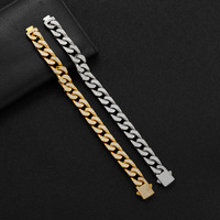 Bracelet en acier inoxydable 316L de qualité supérieure, 12 mm, avec fermoir à ressort double pression, plaqué sous vide PVD, anti-ternissement, bijoux en zircone, vente en gros