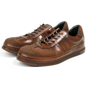 Chaussures bateau en cuir marron pour hommes, à talon bas, à lacets, décontractées, couleur unie, style avec garniture en cuir - Product Image 5