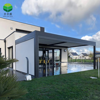Pérgola ajustable para exteriores con techo de persiana operable motorizada moderna de suministro de fábrica