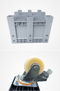 <span class=keywords><strong>Caisse</strong></span> de palette en plastique robuste dépliable <span class=keywords><strong>avec</strong></span> roues Boîte de retournement Bac de rangement Structure perforée empilable pour le stockage en vrac - Product Image 4
