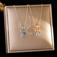 Kalung Liontin XL060 Lucky Charm Zirkon Aneka Ragam Rantai Bambu Trendy Baja Tahan Karat 316L Lapis Emas 18K Anti Luntur
