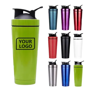 Custom Logo 24 Oz Insulated Metal Stainless Steel Gym Blende Bottle Protein Powder Shakers