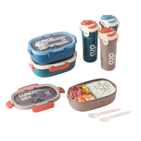 Boîte à bento portable en plastique PP de qualité alimentaire sans BPA, ensemble de contenants de stockage en vrac personnalisables, chauffable pour les étudiants, bouteille d'eau