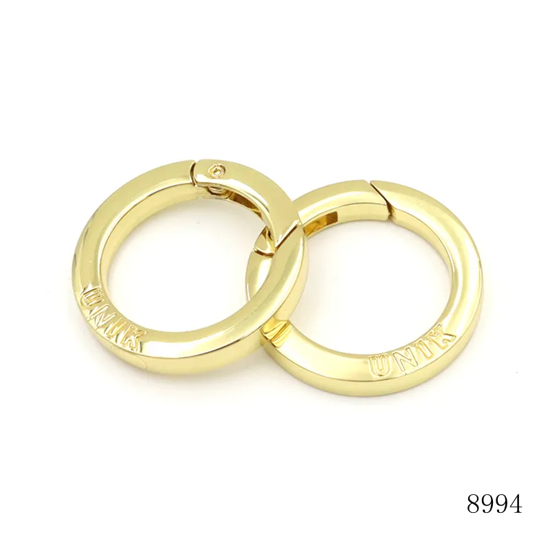 Manufacturer Quality Metal Flat Clasp Custom Engraved Logo Metal Spring O Ring For Handbag