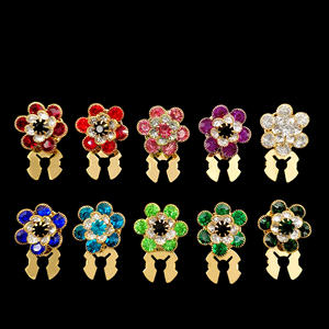 Wholesale Fower Rhinestone Clip <b>Button</b> Cover for Shirt Decorative Cover Cufflinks <b>Button</b> Flower Clip <b>Button</b> Women Shirt Cufflink - Product Image 1
