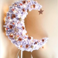 Accessoires artificiels faits à la main Mubarak croissant de lune géant Ramadan Eid arbre de lune avec lumière