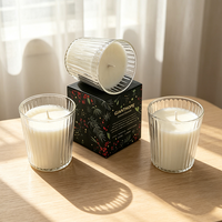 Vela Aromática en Frasco de Vidrio con Rayas Verticales, Cera de Soya, Mecha de Algodón, Logotipo Personalizado, Tapa de Madera, Decoración para el Hogar, Aromaterapia, Venta al Por Mayor para Fiestas