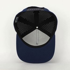 Gorra de Béisbol Personalizada de 5 Paneles con Logotipo Bordado, Azul Marino, Unisex, Estilo Hip Hop, Ajustable, con Cierre a Presión, Impermeable, con Orificios Cortados con Láser - Product Image 6