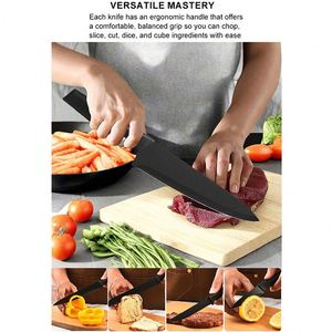 14-Piece S3CR13 Carbon Stainless Steel <b>Sharp</b> Kitchen <b>Knife</b> <b>Set</b> PP Handle Fruit Meat Cutting <b>Knives</b> Kit With Black Wooden Block - Product Image 4