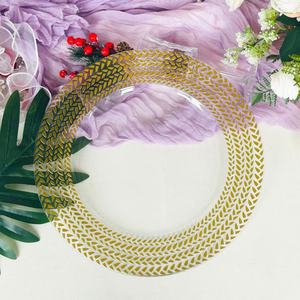 Platos de Presentación de Plástico de 13'' con Borde Dorado, Platos de Presentación de Lujo Dorados para Decoración de Bodas y Restaurantes en la Mesa - Product Image 6