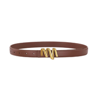 Nouvelle ceinture fine en PU pour femme 2026 avec boucle dorée géométrique en zigzag – Accessoire de taille tendance pour usage quotidien – Ceintures en cuir
