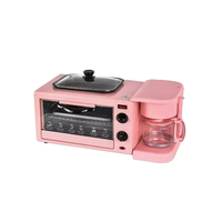 Modernck Machine à petit-déjeuner électrique 3 en 1 640W Four ménager multifonction avec cafetière Poêle à frire pour hôtels Couleur noire