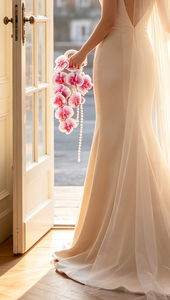 Bouquet <span class=keywords><strong>d</strong></span>'orchidées Phalaenopsis 3D à toucher réel avec perles, fleurs artificielles élégantes pour la <span class=keywords><strong>d</strong></span>écoration de mariage et de fête prénuptiale - Product Image 4