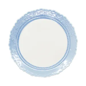 China Fabricante al por mayor Colección Fairy Vine cerámica 26cm Plato de sopa Plato azul