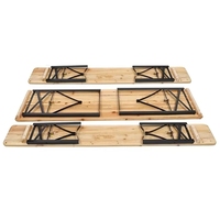 Ensemble de table et bancs pliants en bois pour camping, plage ou brasserie, 3 pièces, prix usine
