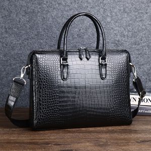 กระเป๋าเอกสารหนังจระเข้สำหรับผู้ชาย, กระเป๋าใส่แล็ปท็อปแบบถือหนังแท้ - Product Image 1