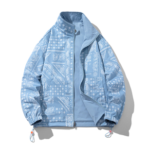 เสื้อแจ็คเก็ตสองด้านสำหรับผู้ชาย แบรนด์เท่ๆ รุ่นใหม่ประจำฤดูใบไม้ผลิและฤดูใบไม้ร่วงปี 2025 คอตั้ง กันลม ทรงหลวม พิมพ์ลายดอกแคชเมียร์ - Product Image 4