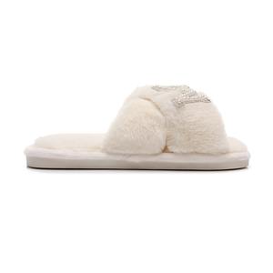Initiale personnalisée MRS mariée demoiselle d'honneur pour <span class=keywords><strong>pantoufles</strong></span> plat blanc mariage en peluche <span class=keywords><strong>pantoufles</strong></span> pour femmes pour l'été hiver - Product Image 2