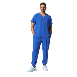 パーソナライズロゴ入りVネック病院ユニフォームジョガースクラブセットユニセックス速乾性通気性医療用衣装 - Product Image 3