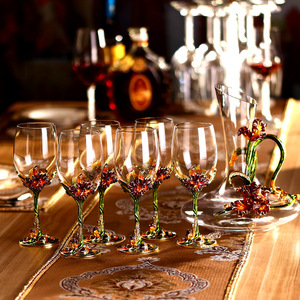 Ensemble de verres à vin rouge transparent de luxe en cristal doré <span class=keywords><strong>Iris</strong></span> <span class=keywords><strong>Tectorum</strong></span> porte-bouteille carafe avec gobelet flûte - Product Image 1