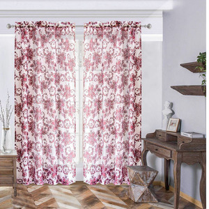 Venta al por mayor, cortinas de ventana impresas transparentes confeccionadas, cortinas florales de lujo para sala de estar y dormitorio - Product Image 5