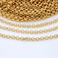 Cadenas de Eslabones Tipo O de Alta Calidad, Chapadas en Oro de 14K, Cadenas Rolo para Fabricación de Joyería Permanente DIY