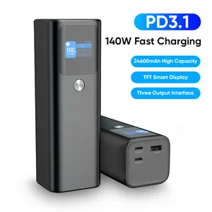 Quick Charging Large Capacity 24600mAh Power Bank With LED Display 140w PD3.1 USB Universal 3 Output Power Banks
